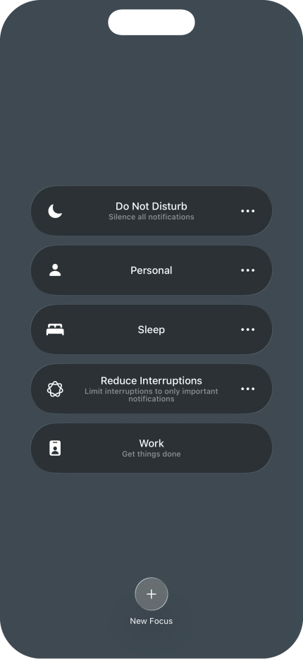 Press the required focus mode to activate or deactivate it immediately.