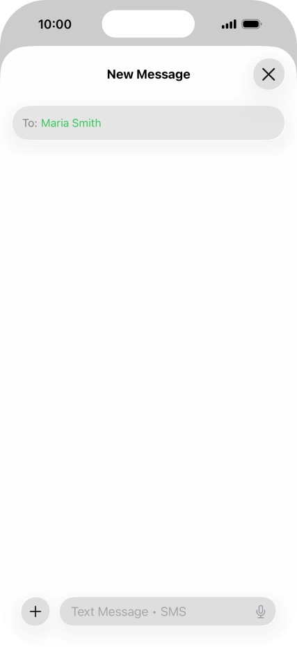 Press the text input field and write the text for your text message.