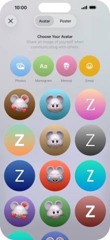 Press the required category and follow the instructions on the screen to select and save the required picture to your Contact Poster.
