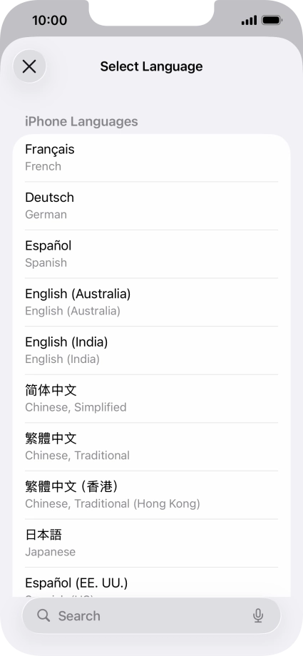 Press the required language.