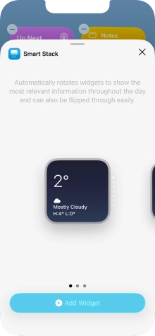 Slide your finger right or left on the screen to select the required widget size.