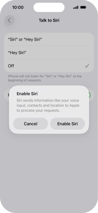 Press Enable Siri.