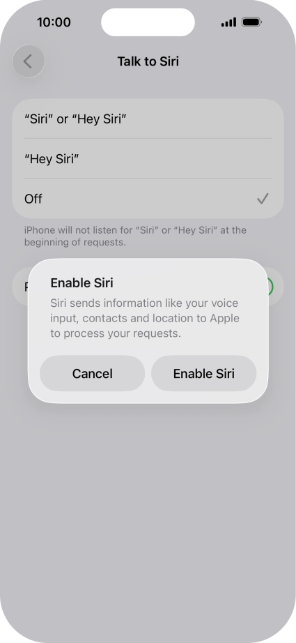 Press Enable Siri.