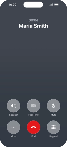 Press the end call icon to end the call and return to the home screen.