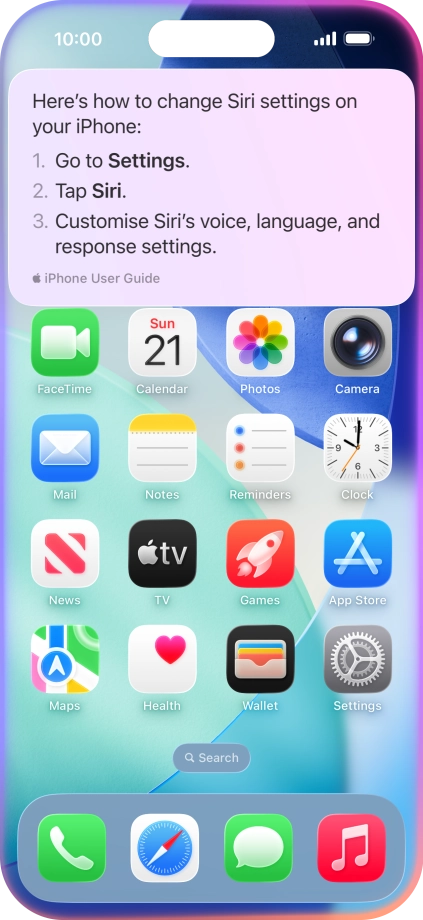 Ask questions about functions and settings on your phone.