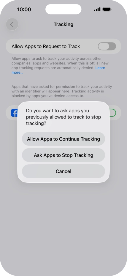 If you turn off the function, press the required setting.