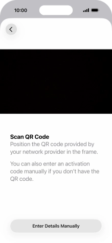 Place the QR code you've received inside the phone camera frame to scan the code. Your eSIM is transferred to your new phone over the internet.