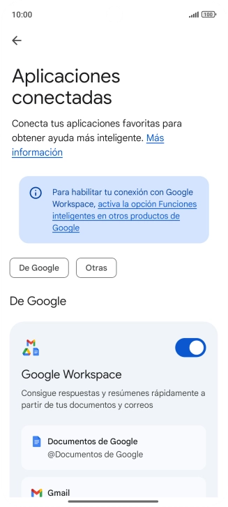 Pulsa el indicador junto a la extensión deseada para activar la función.