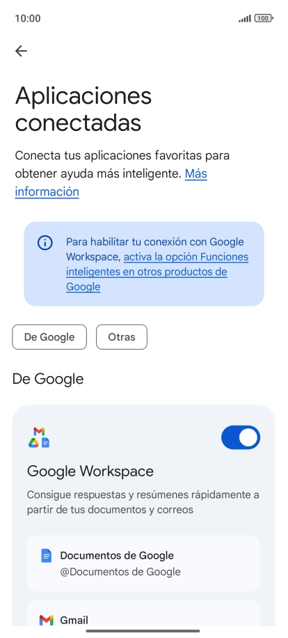 Pulsa el indicador junto a la extensión deseada para activar la función.