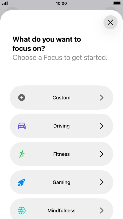 Press the required focus mode and follow the instructions on the screen to add the selected focus mode.