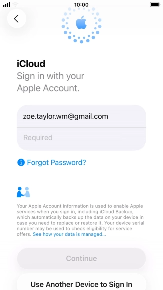 Press Required and key in the password for your Apple Account.