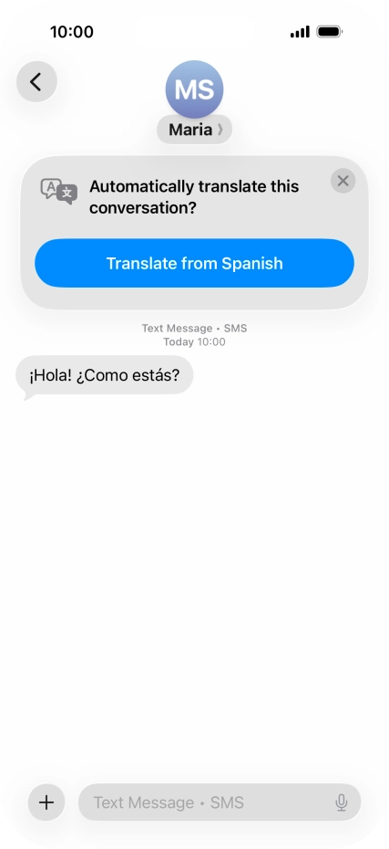 Your phone automatically detects a foreign language and suggests translating the conversation.