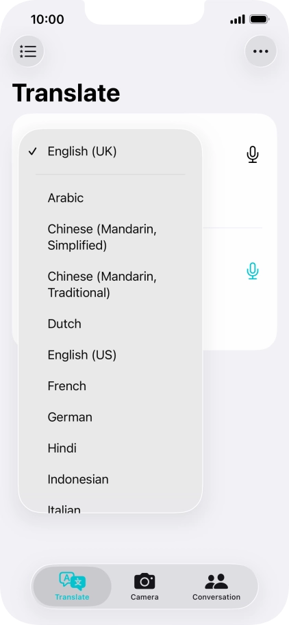 Press the required source language.
