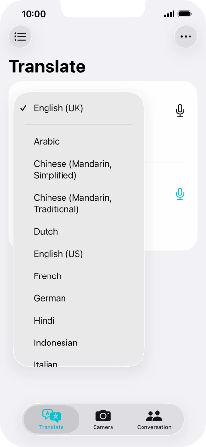 Press the required source language.