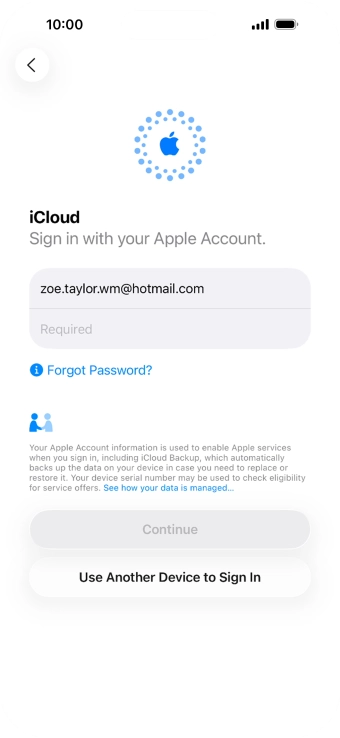 Press Required and key in the password for your Apple Account.