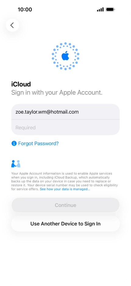 Press Required and key in the password for your Apple Account.