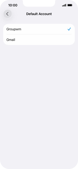 Press the required email account to select the email account as your default account.