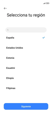 Pulsa el país o el área deseados.