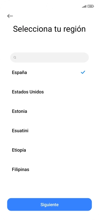Pulsa el país o el área deseados.