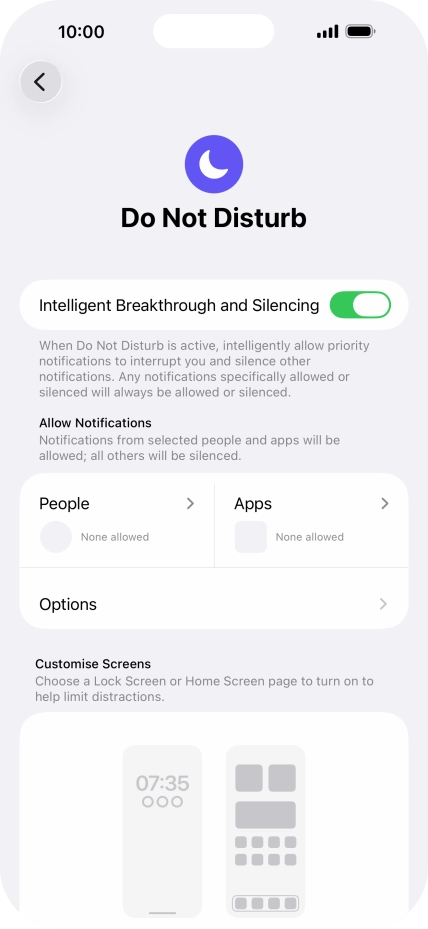Press People and follow the instructions on the screen to select which contacts you would like to receive calls and notifications from when Do Not Disturb is turned on.