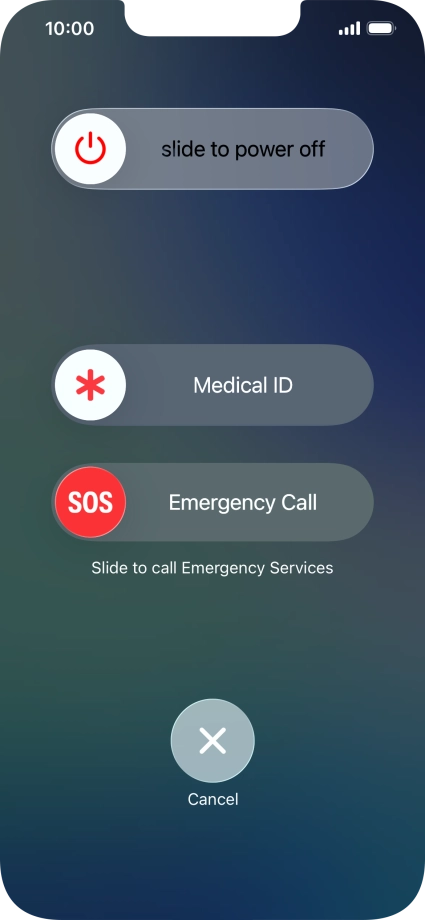 Press and drag the power off icon right.