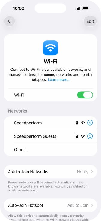 Press the required Wi-Fi network and key in the password for the Wi-Fi network.