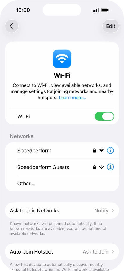 Press the required Wi-Fi network and key in the password for the Wi-Fi network.