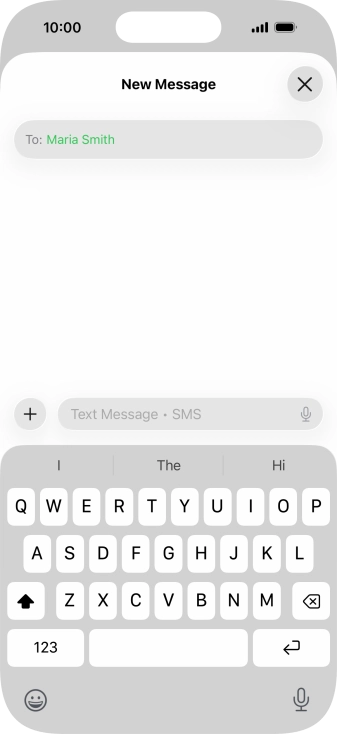 Press the microphone icon and say the required text.
