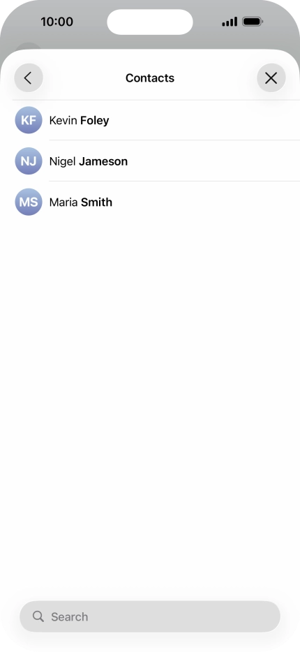 Press the required contact.