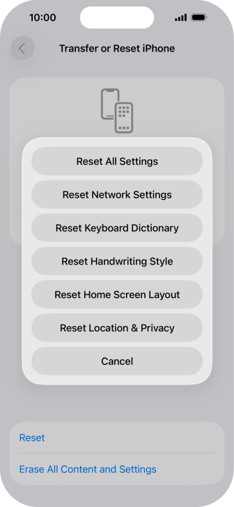 Press Reset All Settings.