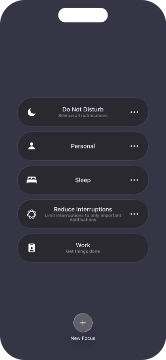 Press the required focus mode to activate or deactivate it immediately.