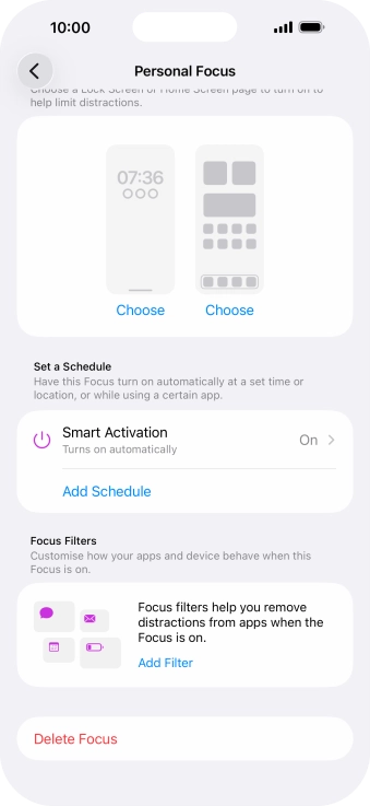 Press the required setting below 