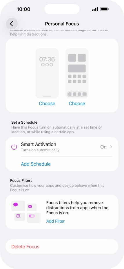 Press the required setting below 
