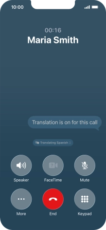 Press Translating ‹language› and follow the instructions on the screen to select language display or exit Live Translation.