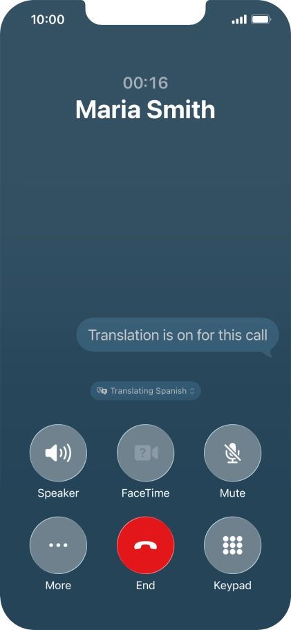 Press Translating ‹language› and follow the instructions on the screen to select language display or exit Live Translation.
