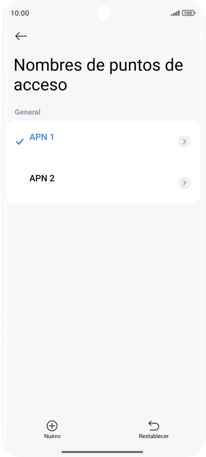 Pulsa la conexión de datos deseada para activarla.