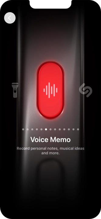 Slide your finger right or left on the screen to select the required function.