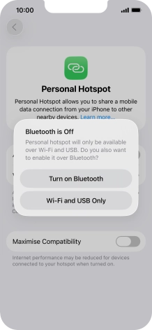 If Wi-Fi is turned on, press Wi-Fi and USB Only.