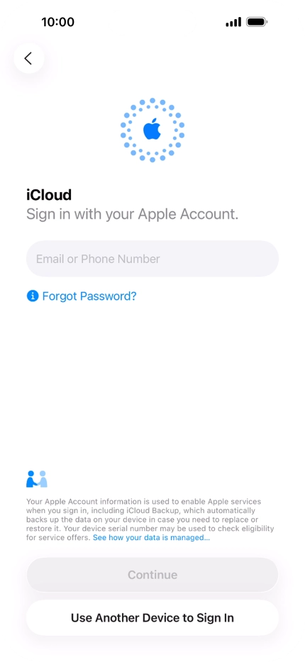 Press Email or Phone Number and key in the username for your Apple Account.