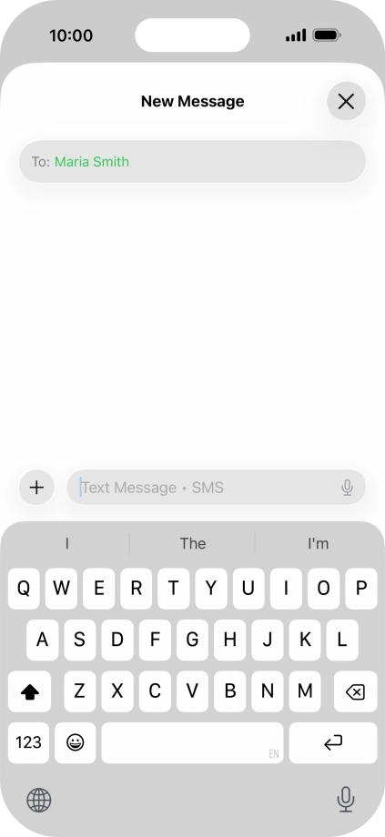 Press the microphone icon and say the required text.