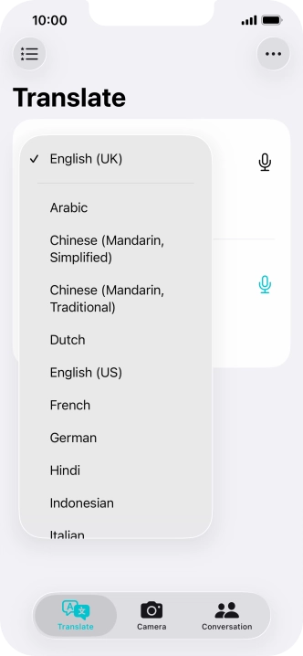 Press the required source language.
