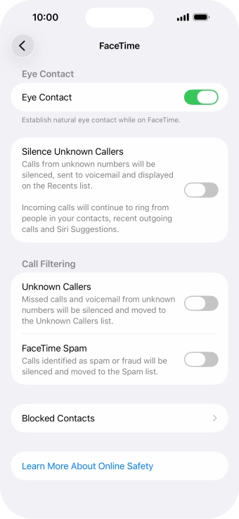 Press Blocked Contacts.