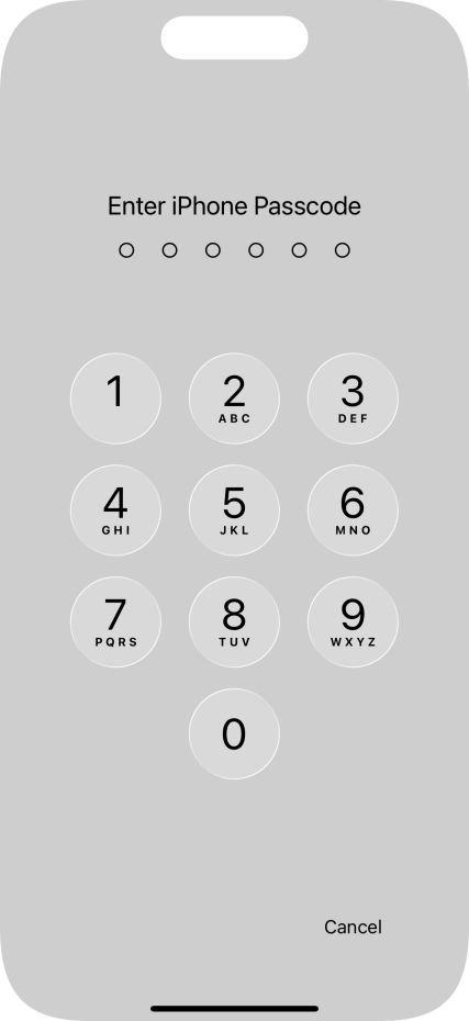 Use the phone lock code you created.