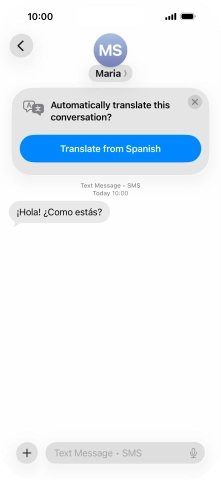 Your phone automatically detects a foreign language and suggests translating the conversation.
