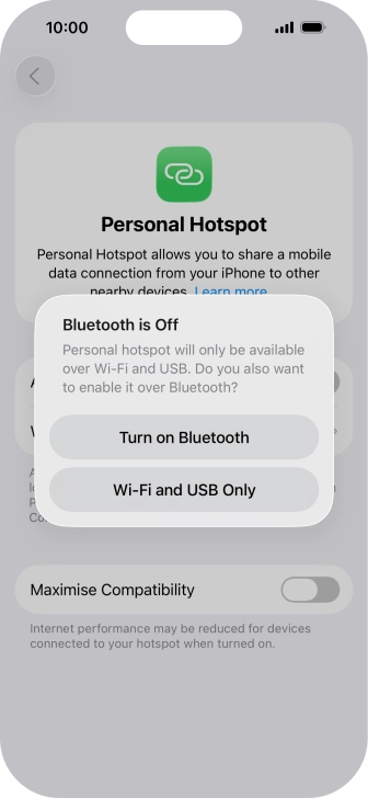 If Wi-Fi is turned on, press Wi-Fi and USB Only.
