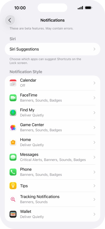 Press the required application.