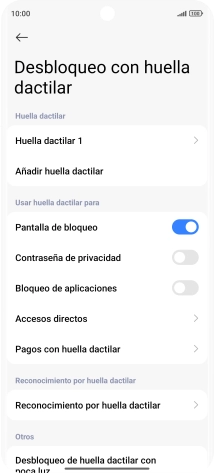 Pulsa  el indicador junto a los ajustes deseados para activarlos o desactivarlos.