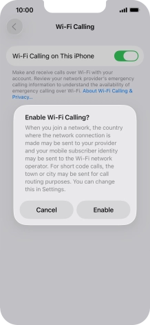 If you turn on the function, press Enable.
