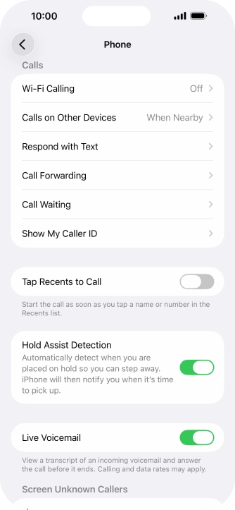 Press the indicator next to 