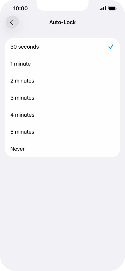 Press the required setting.